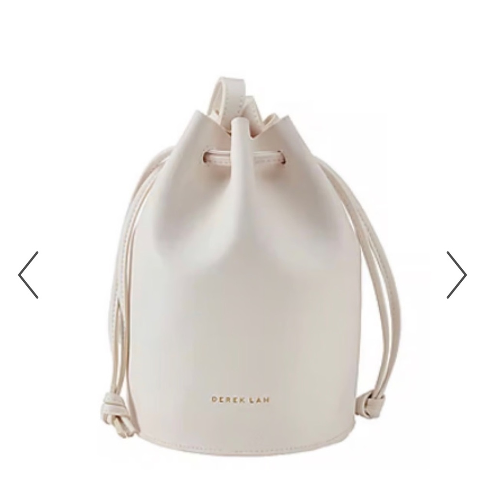 NEW Derek Lam White faux Leather Bucket Crossbody  with Drawstring Closure NWT